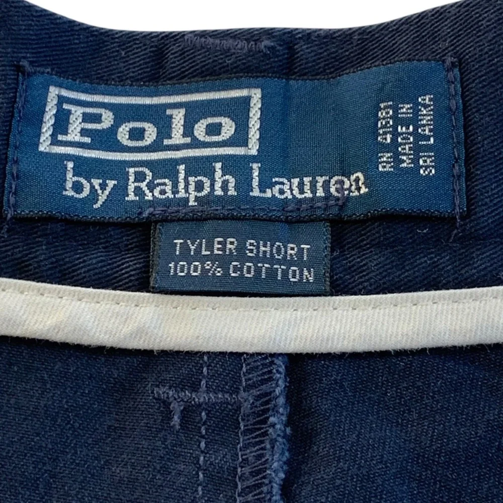 Polo Ralph Lauren Tyler Short Mens 38 Navy Blue Pleated Chino Preppy Classic Dad
